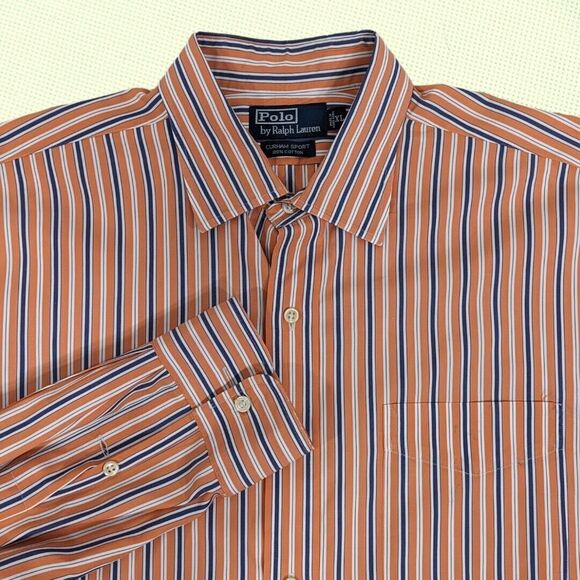 Polo Ralph Lauren Shirt Men's XL Button Up Long Sleeve Curham Sport‎ Orange - Picture 1 of 4